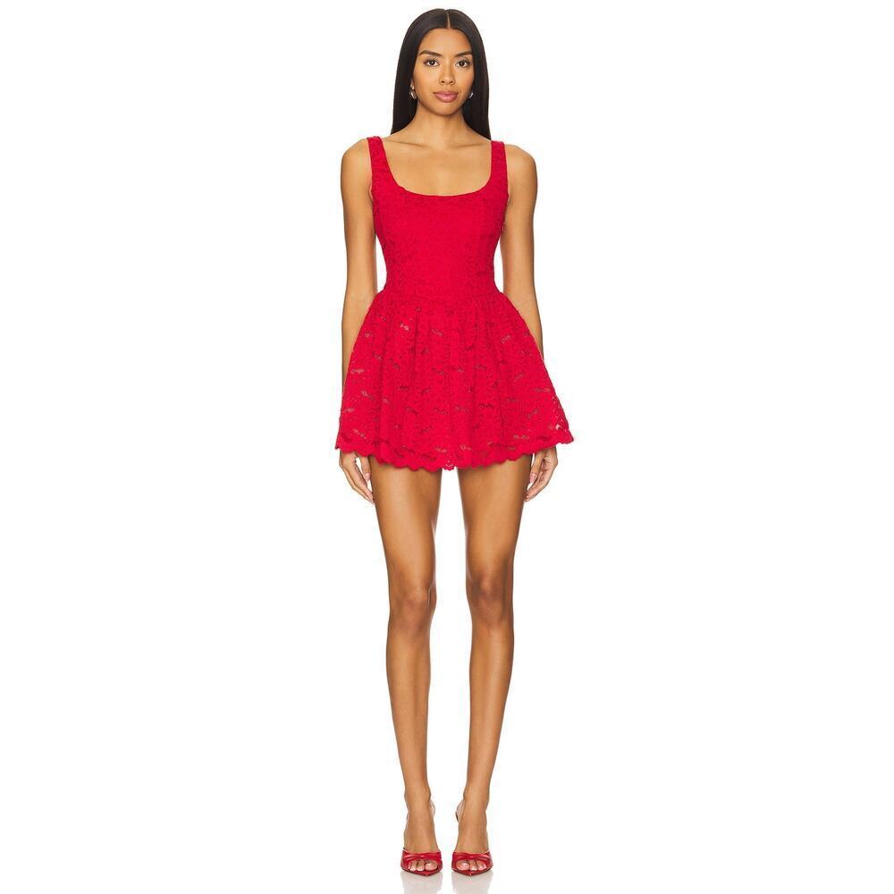 Show Me Your MuMu Red Lace Romper Dress NWT